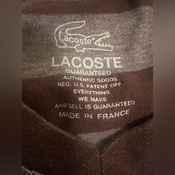 Vintage Juniors Izod Lacoste Alligator Maroon Banded Bottom Striped T-shirt S-M - Picture 3 of 5